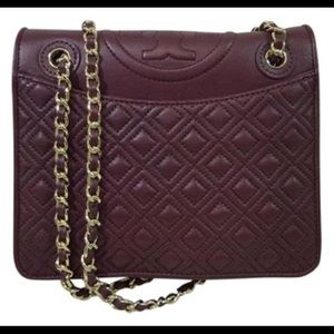 Tory Burch Fleming M burgundy Quilted leather bag